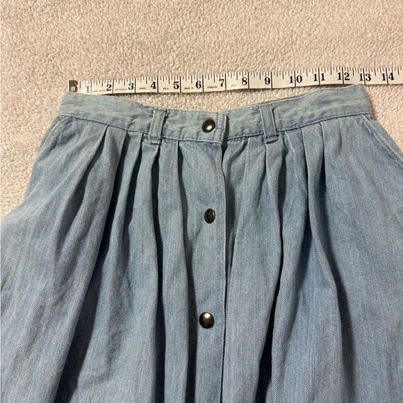 VTG 80s Blue Denim Button Front Maxi Jean Skirt Vintage Abiatti Collection - Picture 4 of 9